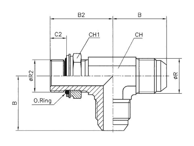 T-Ableitung metrisch mit O-Ring Typ: ST. 64W
